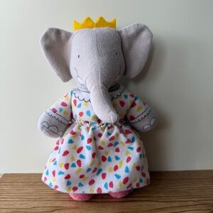 Babar Queen Celeste Vintage Elephant Cartoon Stuffed Animal The Toy Works 9”